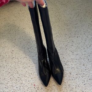 Elegant & Luxurious Black Women's Leather Stretch Boots by Casadei